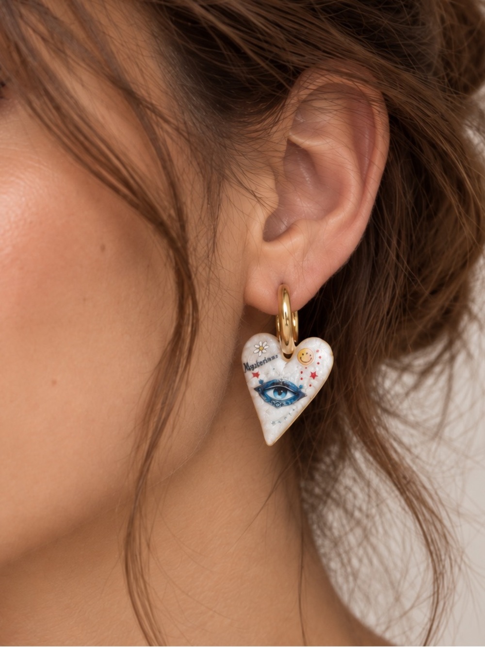 Blue Evil Eye Charm Earrings